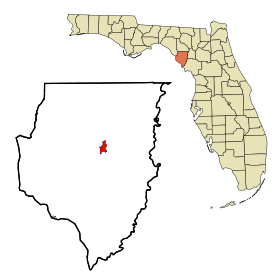 Dixie County Florida Incorporated and Unincorporated areas Cross City Highlighted.svg