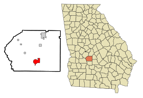 Dooly County Georgia Incorporated and Unincorporated areas Vienna Highlighted.svg