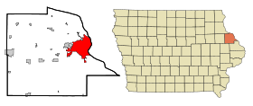 Dubuque County Iowa Incorporated and Unincorporated areas Dubuque Highlighted.svg