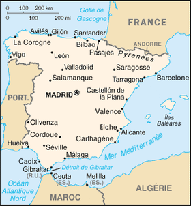 carte : Géographie de l'Espagne