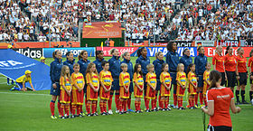 Présentation de l'équipe de France avant son match contre l'Allemagne le 5 juillet 2011