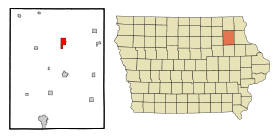Fayette County Iowa Incorporated and Unincorporated areas West Union Highlighted.svg