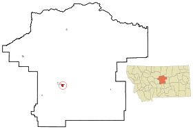 Fergus County Montana Incorporated and Unincorporated areas Lewistown Highlighted.svg