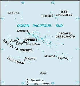 Carte de la Polynésie française avec les îles de la Société.