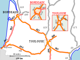 Carte de la route A 64