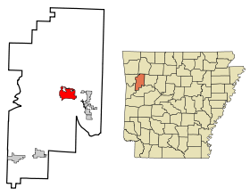 Franklin County Arkansas Incorporated and Unincorporated areas Ozark Highlighted.svg