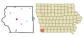 Fremont County Iowa Incorporated and Unincorporated areas Sidney Highlighted.svg