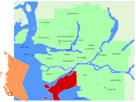Localisation de Delta dans Metro Vancouver