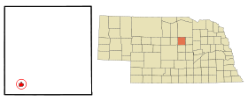 Garfield County Nebraska Incorporated and Unincorporated areas Burwell Highlighted.svg