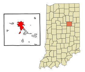 Grant County Indiana Incorporated and Unincorporated areas Marion Highlighted.svg