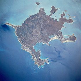 L'île de Groote Eylandt vue du ciel en 1989