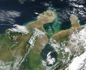 Image satellite de la péninsule de Guajira.