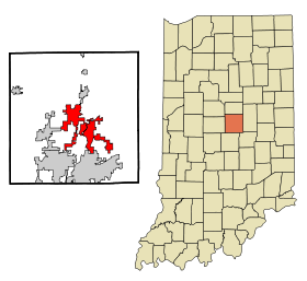 Hamilton County Indiana Incorporated and Unincorporated areas Noblesville Highlighted.svg