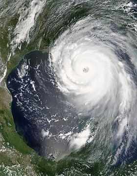 Image satellitaire de Katrina durant le 28 août 2005 à 1h00 UTC (Source : NASA)