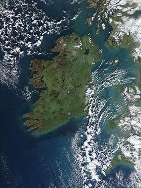 Vue satellite de l'Irlande.