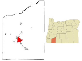 Jackson County Oregon Incorporated and Unincorporated areas Medford Highlighted.svg