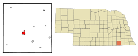Jefferson County Nebraska Incorporated and Unincorporated areas Fairbury Highlighted.svg