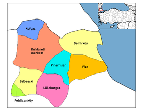 Districts de la province de Kırklareli