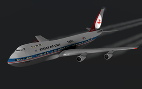Image de synthèse représentant le 747 HL7442 en perdition.