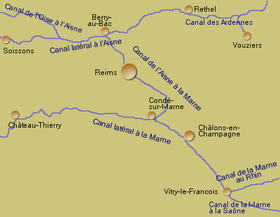 Localisation du canal de l'Aisne à la Marne en Champagne-Ardenne