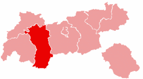 Localisation du Bezirk de Imst dans le Land autrichien de Tyrol