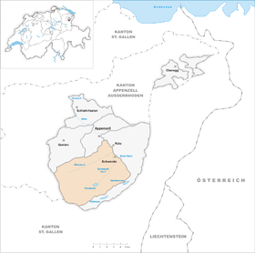 Localisation de Schwende dans le canton d'Appenzell Rhodes-Intérieures.