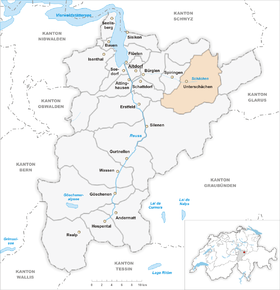 Localisation d'Unterschächen dans le canton d'Uri.