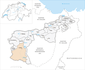 Localisation d'Urnäsch dans le canton d'Appenzell Rhodes-Extérieures.