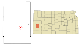 Kearny County Kansas Incorporated and Unincorporated areas Lakin Highlighted.svg