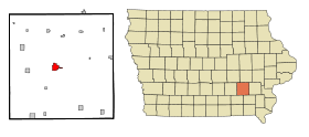Keokuk County Iowa Incorporated and Unincorporated areas Sigourney Highlighted.svg