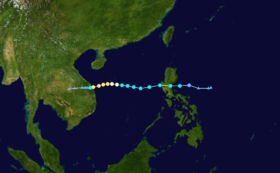 Trajectoire du typhon Ketsana