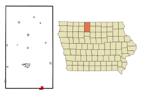 Kossuth County Iowa Incorporated and Unincorporated areas Lu Verne Highlighted.svg