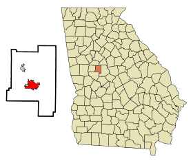 Lamar County Georgia Incorporated and Unincorporated areas Barnesville Highlighted.svg