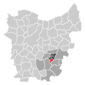 Localisation d'Aaigem dans la commune d'Erpe-Mere dans l'arrondissement d'Alost dans la province de Flandre-Orientale