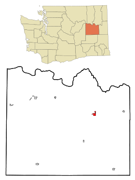 Lincoln County Washington Incorporated and Unincorporated areas Davenport Highlighted.svg