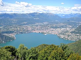 Vue aérienne de Lugano
