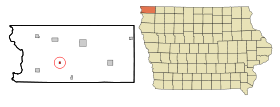 Lyon County Iowa Incorporated and Unincorporated areas Alvord Highlighted.svg