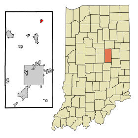 Madison County Indiana Incorporated and Unincorporated areas Summitville Highlighted.svg