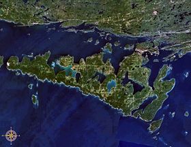 Vue satellite de l'île Manitoulin.