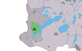 Localisation de Koudum dans la commune de Súdwest Fryslân