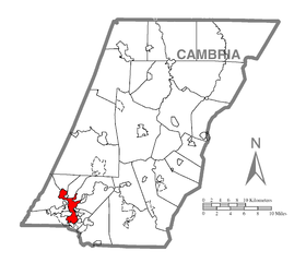 Map of Johnstown, Cambria County, Pennsylvania Highlighted.png