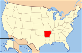Carte avec l'Arkansas en rouge.