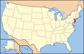 Carte avec le New Jersey en rouge.