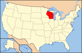 Carte avec le Wisconsin en rouge.