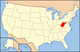 Carte avec la Virginie-occidentale en rouge.