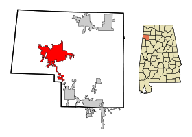 Marion County Alabama Incorporated and Unincorporated areas Hamilton Highlighted.svg