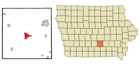 Marion County Iowa Incorporated and Unincorporated areas Knoxville Highlighted.svg