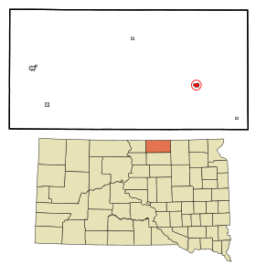 McPherson County South Dakota Incorporated and Unincorporated areas Leola Highlighted.svg