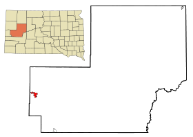 Meade County South Dakota Incorporated and Unincorporated areas Sturgis Highlighted.svg