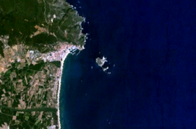 Image satellite des îles Medas.